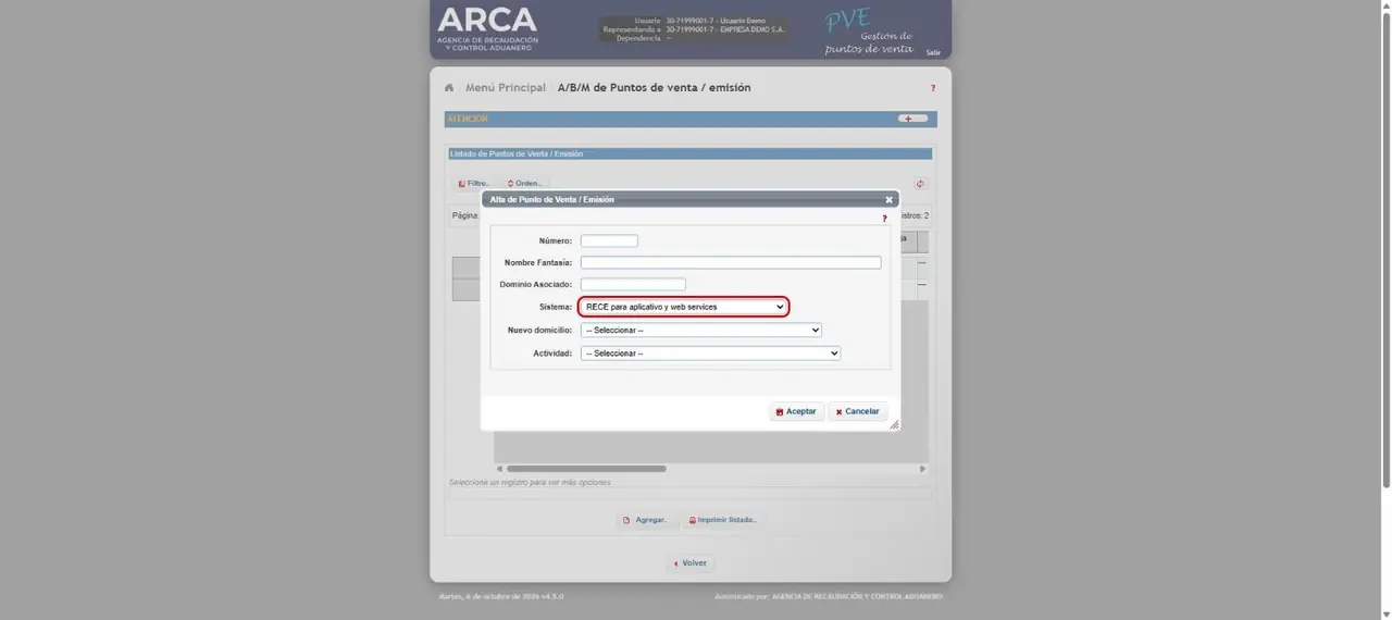 4. El punto de venta para web services
