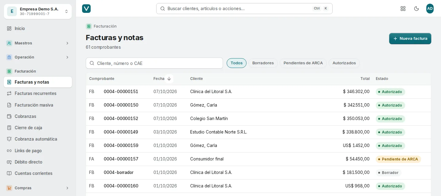 Ventas y facturación