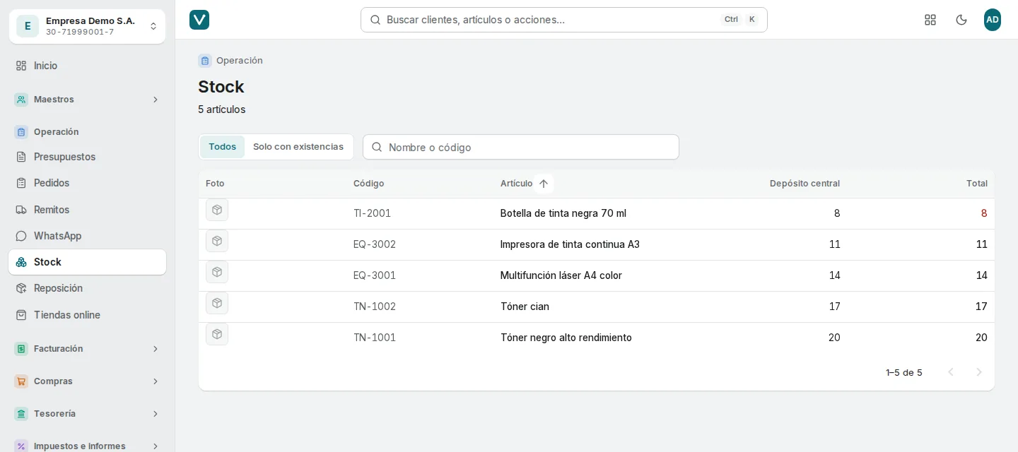 Stock e inventario